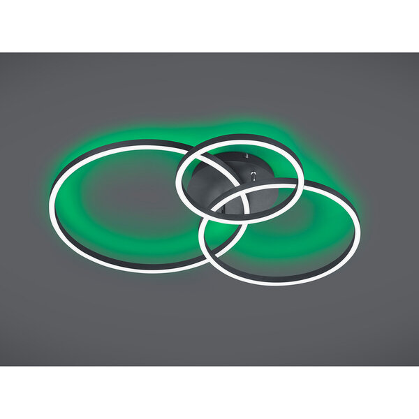 HLW LED LED Plafondlamp - Plafondverlichting - Trion Winton - 28W + 10W - Aanpasbare Kleur - Dimbaar - Rond - Mat Zwart - Aluminium HLW LED LED Plafondlamp - Plafondverlichting - Trion Winton - 28W + 10W - Aanpasbare Kleur - Dimbaar - Rond - Mat Zwart - Aluminium