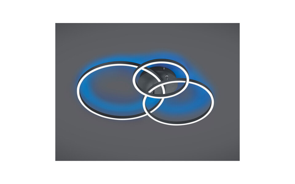 HLW LED LED Plafondlamp - Plafondverlichting - Trion Winton - 28W + 10W - Aanpasbare Kleur - Dimbaar - Rond - Mat Zwart - Aluminium