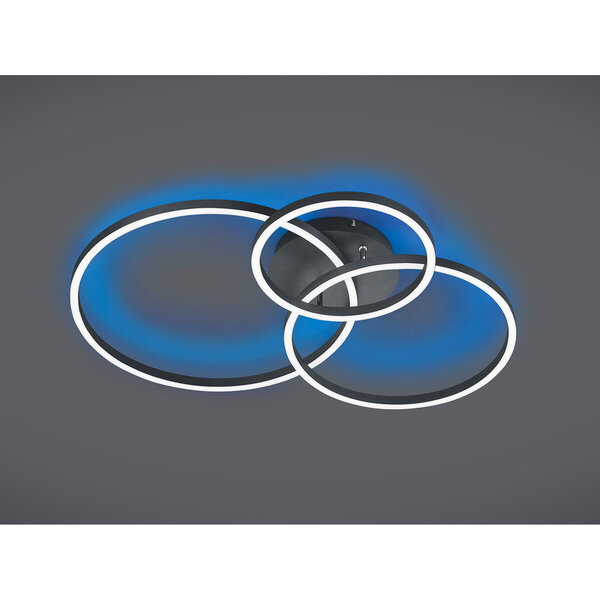 HLW LED LED Plafondlamp - Plafondverlichting - Trion Winton - 28W + 10W - Aanpasbare Kleur - Dimbaar - Rond - Mat Zwart - Aluminium HLW LED LED Plafondlamp - Plafondverlichting - Trion Winton - 28W + 10W - Aanpasbare Kleur - Dimbaar - Rond - Mat Zwart - Aluminium