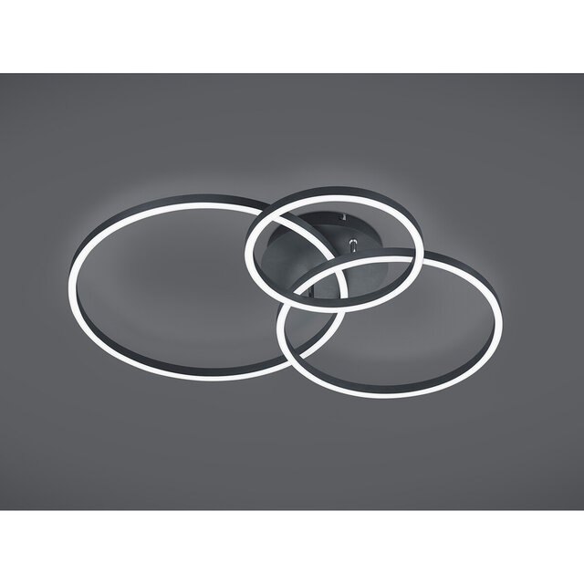 HLW LED LED Ceiling Lamp - Ceiling Lighting - Trion Winton - 28W + 10W - Adjustable Color - Dimmable - Round - Matte Black - Aluminum