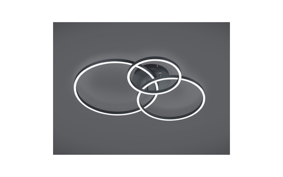 HLW LED LED Ceiling Lamp - Ceiling Lighting - Trion Winton - 28W + 10W - Adjustable Color - Dimmable - Round - Matte Black - Aluminum