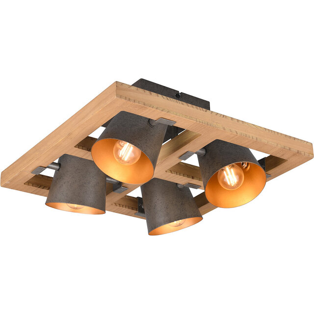 Trion Bimm LED 4-lichts Plafondspot Antiek Nikkel E14 Binnenverlichting