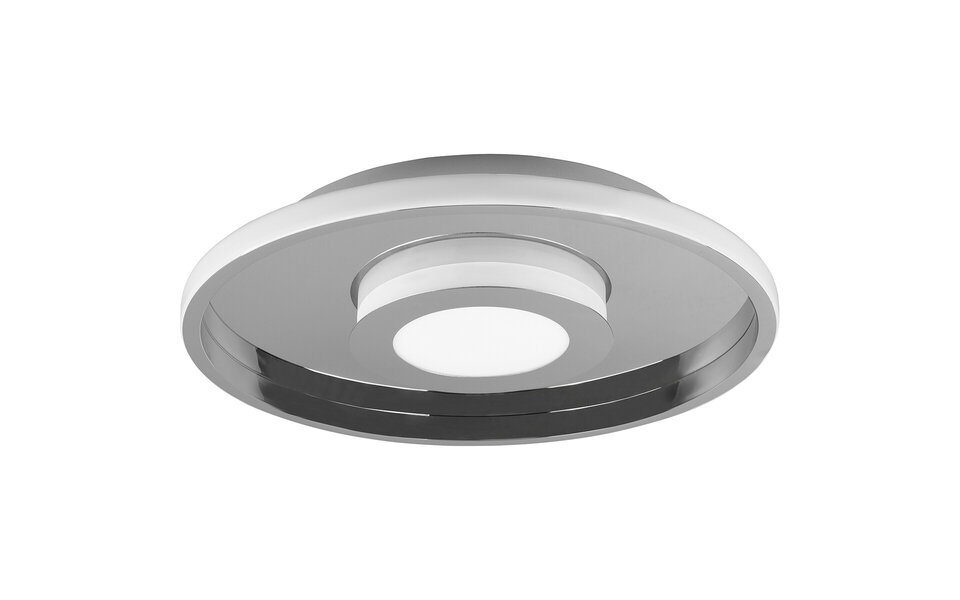 HLW LED LED Plafondlamp - Badkamerlamp - Trion Asmaya - Opbouw Rond 35W - Spatwaterdicht IP44 - Dimbaar - Warm Wit 3000K - Mat Chroom - Aluminium