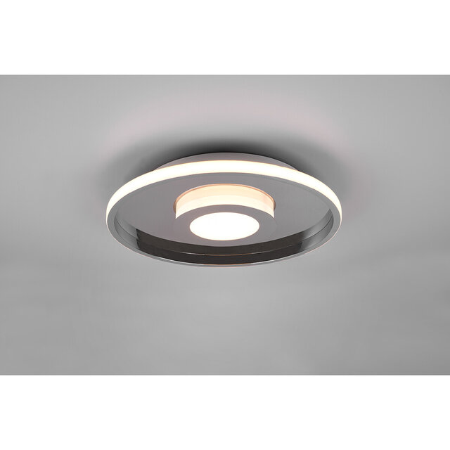 HLW LED LED Plafondlamp - Badkamerlamp - Trion Asmaya - Opbouw Rond 35W - Spatwaterdicht IP44 - Dimbaar - Warm Wit 3000K - Mat Chroom - Aluminium