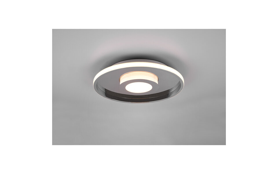 HLW LED LED Ceiling Light - Bathroom Light - Trion Asmaya - Surface Mounted Round 35W - Splashproof IP44 - Dimmable - Warm White 3000K - Matte Chrome - Aluminum HLW LED LED Ceiling Light - Bathroom Light - Trion Asmaya - Surface Mounted Round 35W - Splashproof IP44 - Dimmable - Warm White 3000K - Matte Chrome - Aluminum