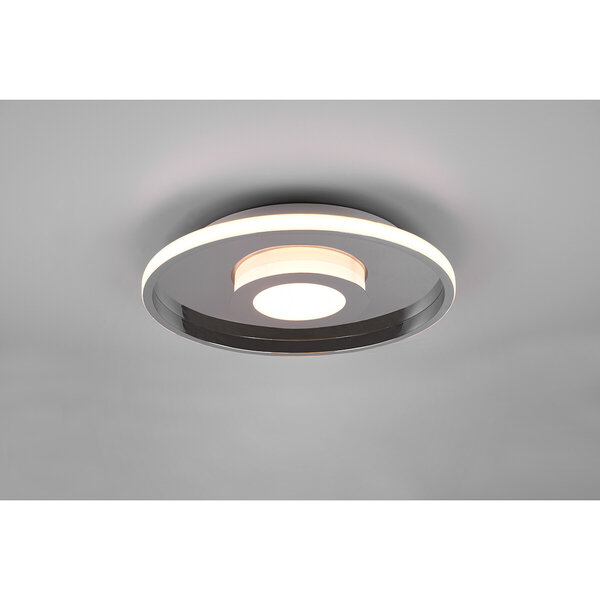 HLW LED LED Plafondlamp - Badkamerlamp - Trion Asmaya - Opbouw Rond 35W - Spatwaterdicht IP44 - Dimbaar - Warm Wit 3000K - Mat Chroom - Aluminium HLW LED LED Plafondlamp - Badkamerlamp - Trion Asmaya - Opbouw Rond 35W - Spatwaterdicht IP44 - Dimbaar - Warm Wit 3000K - Mat Chroom - Aluminium