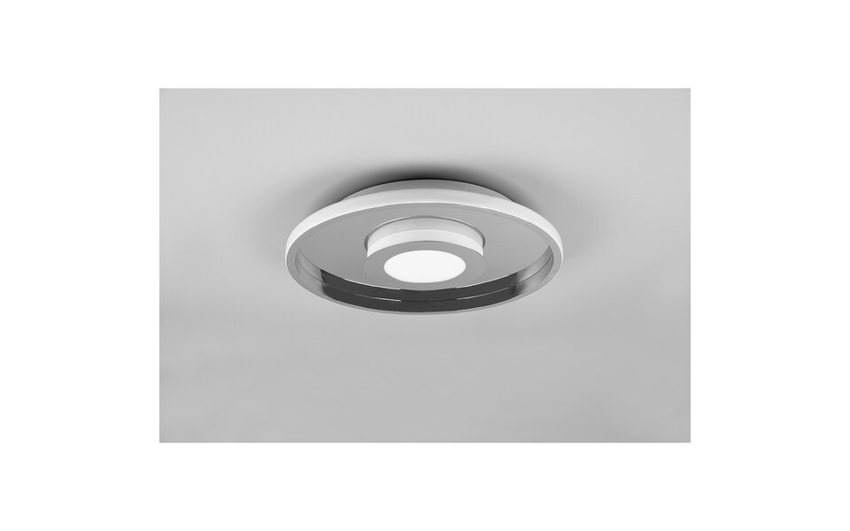 HLW LED LED Ceiling Light - Bathroom Light - Trion Asmaya - Surface Mounted Round 35W - Splashproof IP44 - Dimmable - Warm White 3000K - Matte Chrome - Aluminum HLW LED LED Ceiling Light - Bathroom Light - Trion Asmaya - Surface Mounted Round 35W - Splashproof IP44 - Dimmable - Warm White 3000K - Matte Chrome - Aluminum