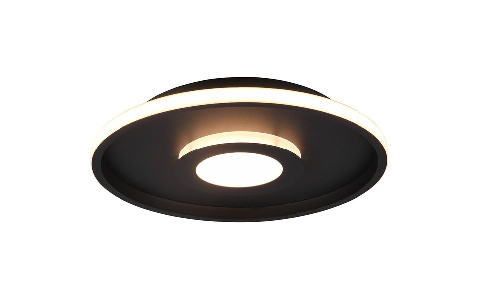 HLW LED LED Ceiling Lamp - Bathroom Lamp - Trion Asmaya - Surface Mounted Round 35W - Splashproof IP44 - Dimmable - Warm White 3000K - Matte Black - Aluminum