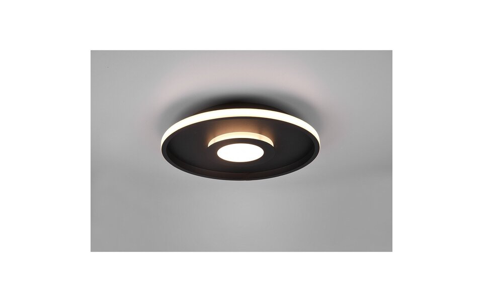 HLW LED LED Ceiling Lamp - Bathroom Lamp - Trion Asmaya - Surface Mounted Round 35W - Splashproof IP44 - Dimmable - Warm White 3000K - Matte Black - Aluminum