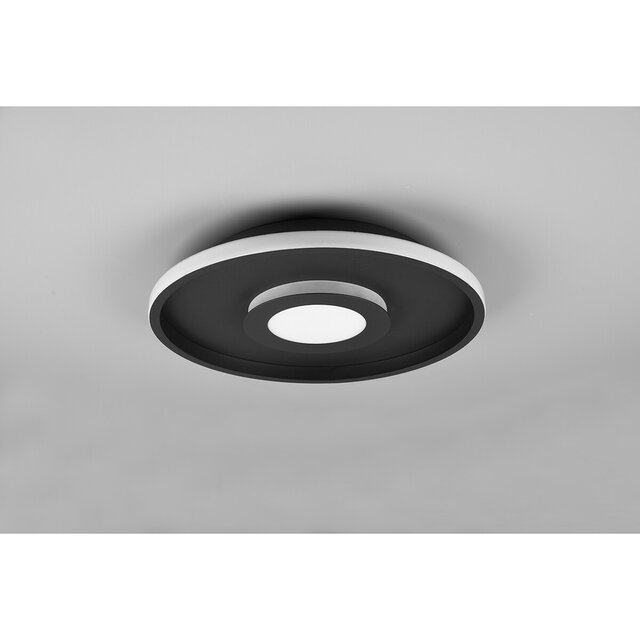 HLW LED LED Plafondlamp - Badkamerlamp - Trion Asmaya - Opbouw Rond 35W - Spatwaterdicht IP44 - Dimbaar - Warm Wit 3000K - Mat Zwart - Aluminium