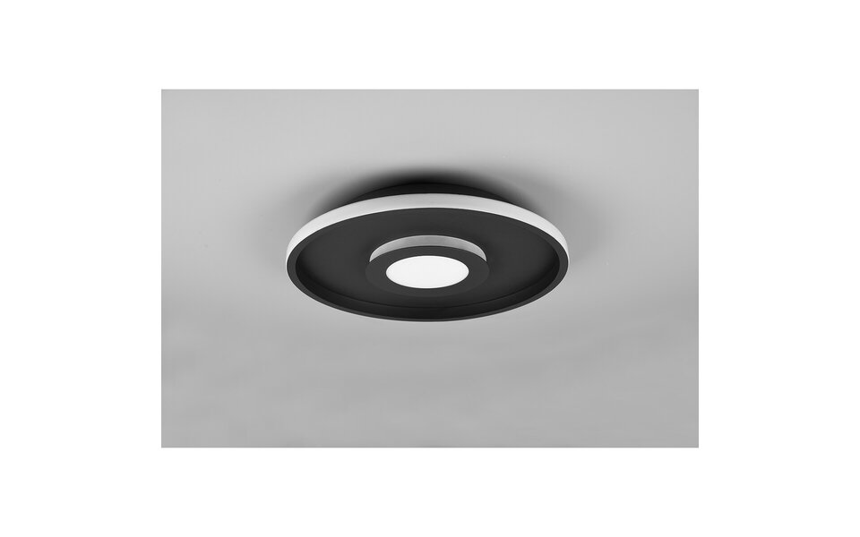 HLW LED LED Ceiling Lamp - Bathroom Lamp - Trion Asmaya - Surface Mounted Round 35W - Splashproof IP44 - Dimmable - Warm White 3000K - Matte Black - Aluminum