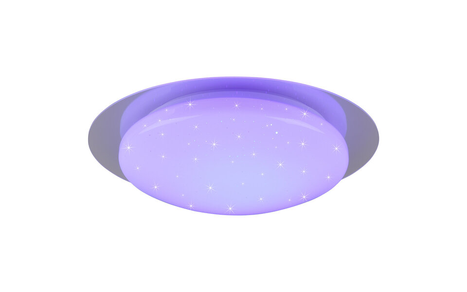 HLW LED LED Ceiling Light - Bathroom Light - Trion Frozen - 12W - RGBW - Dimmable - Remote Control - Star Light - Round - Matte White - Plastic