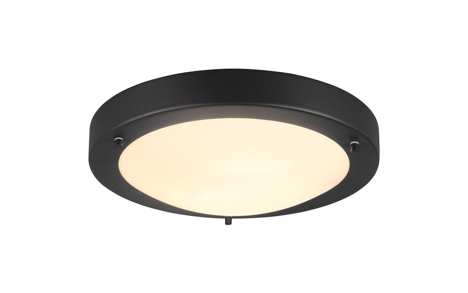 HLW LED LED Ceiling Light - Bathroom Light - Trion Condi - Surface Mounted Round - Splashproof IP44 - E27 Fitting - Matte Black Aluminum - Ø310mm