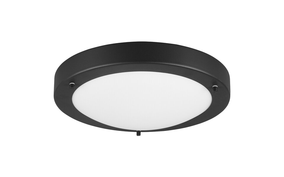 HLW LED LED Ceiling Light - Bathroom Light - Trion Condi - Surface Mounted Round - Splashproof IP44 - E27 Fitting - Matte Black Aluminum - Ø310mm