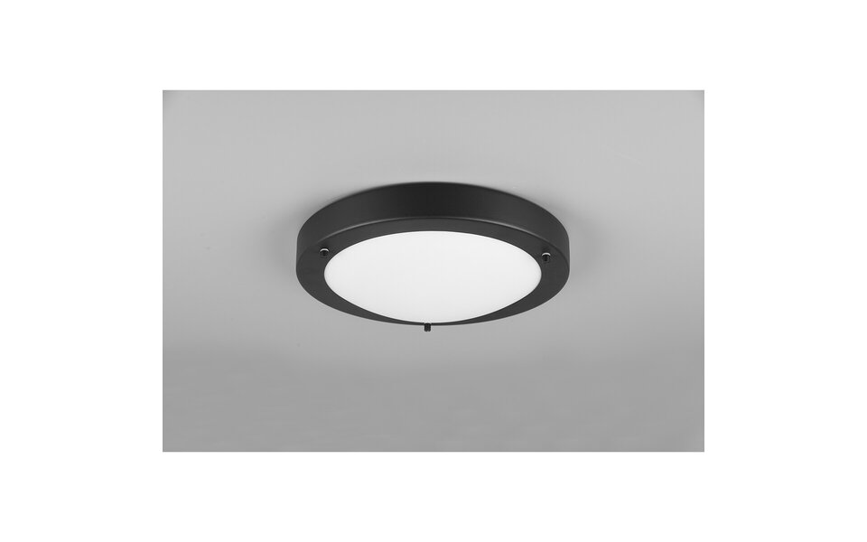 HLW LED LED Ceiling Light - Bathroom Light - Trion Condi - Surface Mounted Round - Splashproof IP44 - E27 Fitting - Matte Black Aluminum - Ø310mm