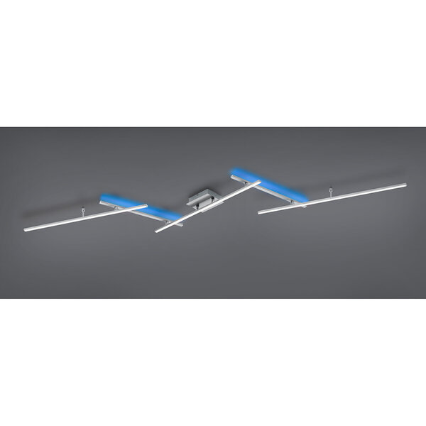 HLW LED LED Plafondlamp - Trion Ardino - 22W - Aanpasbare Kleur - RGBW - Dimbaar - Afstandsbediening - Rechthoek - Mat Nikkel - Aluminium