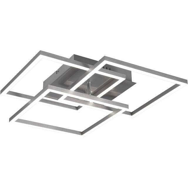 HLW LED LED Plafondlamp - Trion Mibal - 28W - Aanpasbare Kleur - Afstandsbediening - Dimbaar - Rechthoek - Mat Nikkel - Aluminium
