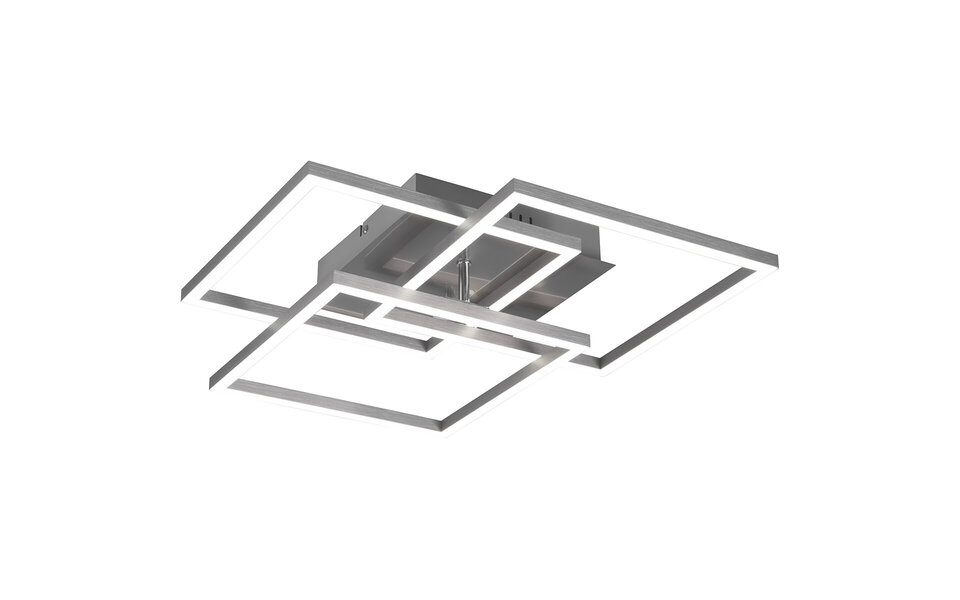 HLW LED LED Plafondlamp - Trion Mibal - 28W - Aanpasbare Kleur - Afstandsbediening - Dimbaar - Rechthoek - Mat Nikkel - Aluminium