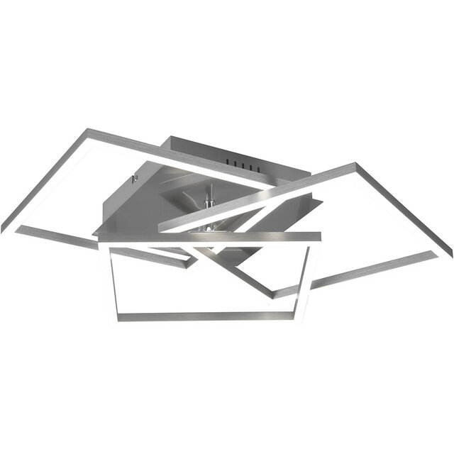 HLW LED LED Plafondlamp - Trion Mibal - 28W - Aanpasbare Kleur - Afstandsbediening - Dimbaar - Rechthoek - Mat Nikkel - Aluminium