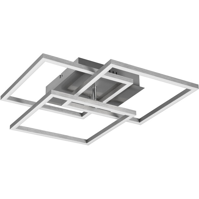 HLW LED LED Plafondlamp - Trion Mibal - 28W - Aanpasbare Kleur - Afstandsbediening - Dimbaar - Rechthoek - Mat Nikkel - Aluminium