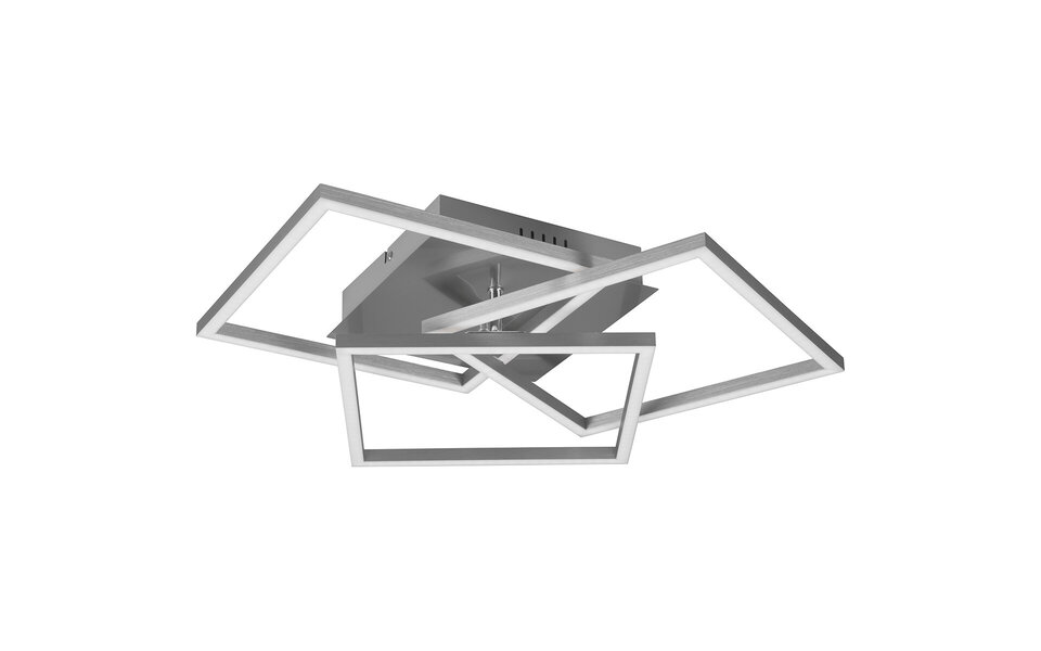 HLW LED LED Plafondlamp - Trion Mibal - 28W - Aanpasbare Kleur - Afstandsbediening - Dimbaar - Rechthoek - Mat Nikkel - Aluminium