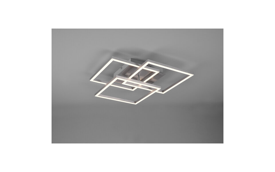 HLW LED LED Plafondlamp - Trion Mibal - 28W - Aanpasbare Kleur - Afstandsbediening - Dimbaar - Rechthoek - Mat Nikkel - Aluminium