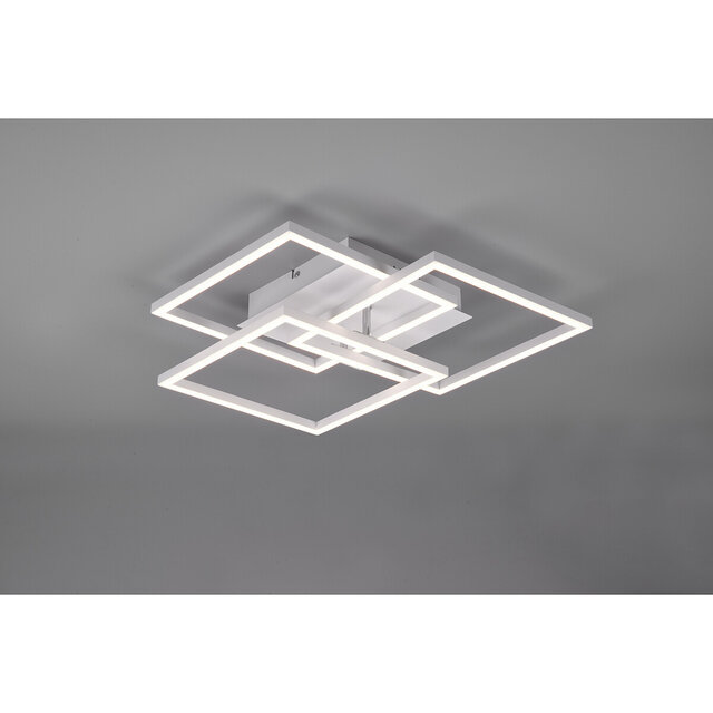 HLW LED LED Plafondlamp - Trion Mibal - 28W - Aanpasbare Kleur - Afstandsbediening - Dimbaar - Rechthoek - Mat Wit - Aluminium