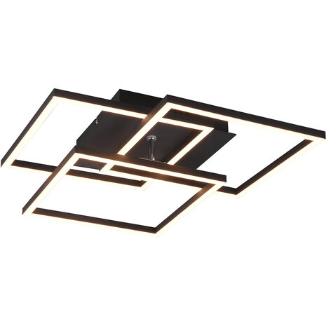 LED Plafondlamp - Trion Mibal - 28W - Aanpasbare Kleur - Afstandsbediening - Dimbaar - Rechthoek - Mat Zwart - Aluminium LED Plafondlamp - Trion Mibal - 28W - Aanpasbare Kleur - Afstandsbediening - Dimbaar - Rechthoek - Mat Zwart - Aluminium