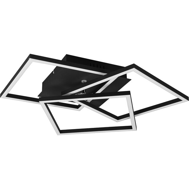 HLW LED LED Plafondlamp - Trion Mibal - 28W - Aanpasbare Kleur - Afstandsbediening - Dimbaar - Rechthoek - Mat Zwart - Aluminium