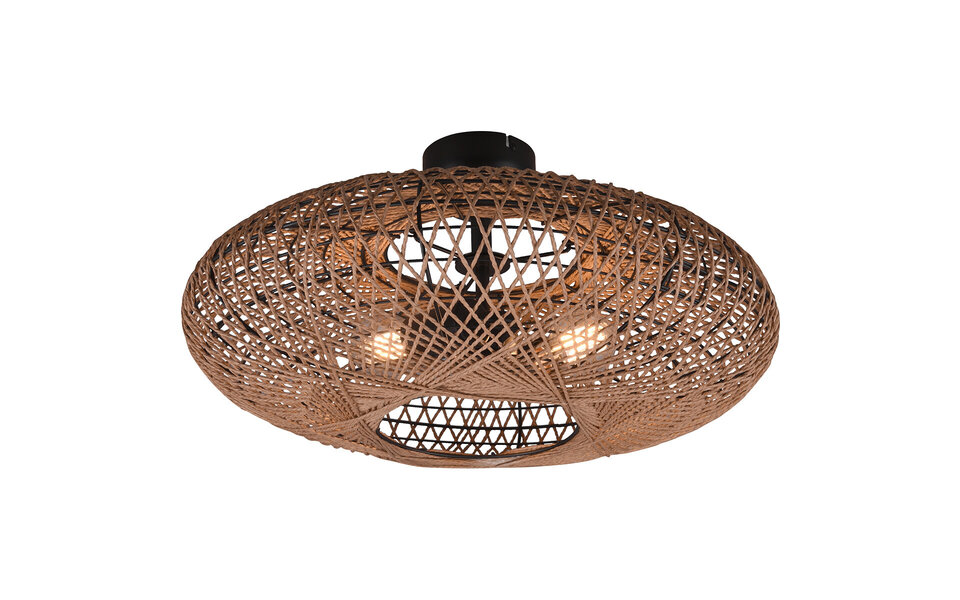 HLW LED LED Plafondlamp - Plafondverlichting - Trion Hetra - E27 Fitting - 2-lichts - Rond - Mat Zwart - Aluminium