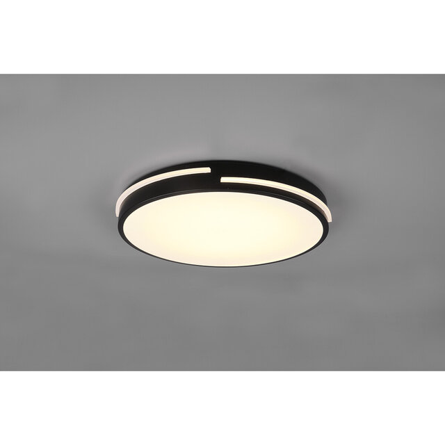 HLW LED LED Ceiling Light - Ceiling Lighting - Trion Tocomo - 24W - Dimmable - Adjustable Color - Remote Control - Round - Matte Black - Aluminum