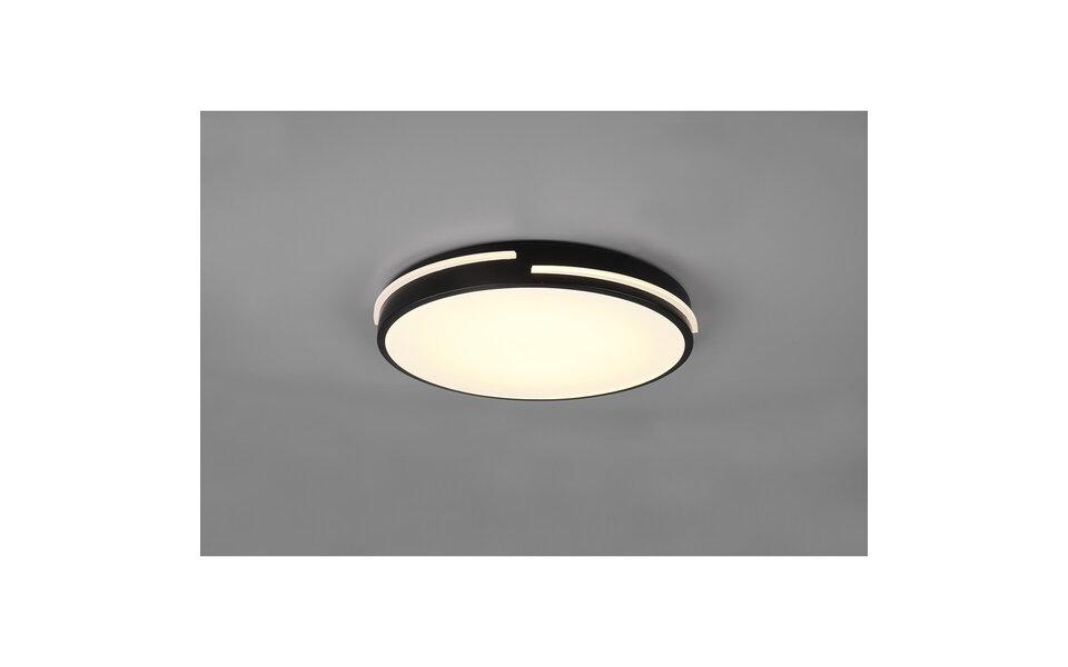 HLW LED LED Plafondlamp - Plafondverlichting - Trion Tocomo - 24W - Dimbaar - Aanpasbare Kleur - Afstandsbediening - Rond - Mat Zwart - Aluminium