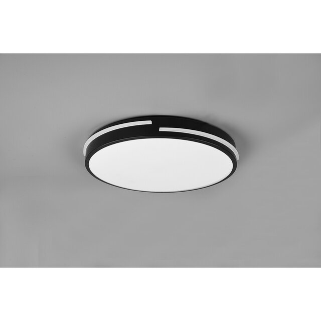HLW LED LED Plafondlamp - Plafondverlichting - Trion Tocomo - 24W - Dimbaar - Aanpasbare Kleur - Afstandsbediening - Rond - Mat Zwart - Aluminium
