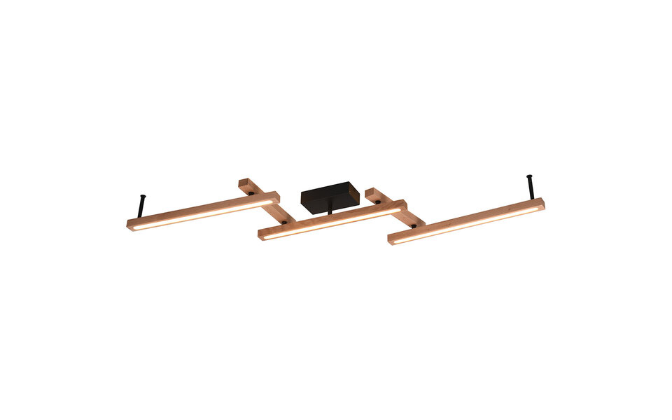 HLW LED LED Ceiling Light - Trion Bulloni Up and Down - 36W - Adjustable Color - Remote Control - Dimmable - Rectangular - Matte Brown - Wood