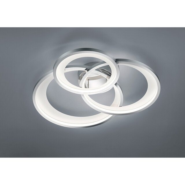 HLW LED LED Ceiling Light - Trion Granity XL - 36W - Warm White 3000K - Dimmable - Oval - Matte Chrome - Aluminum