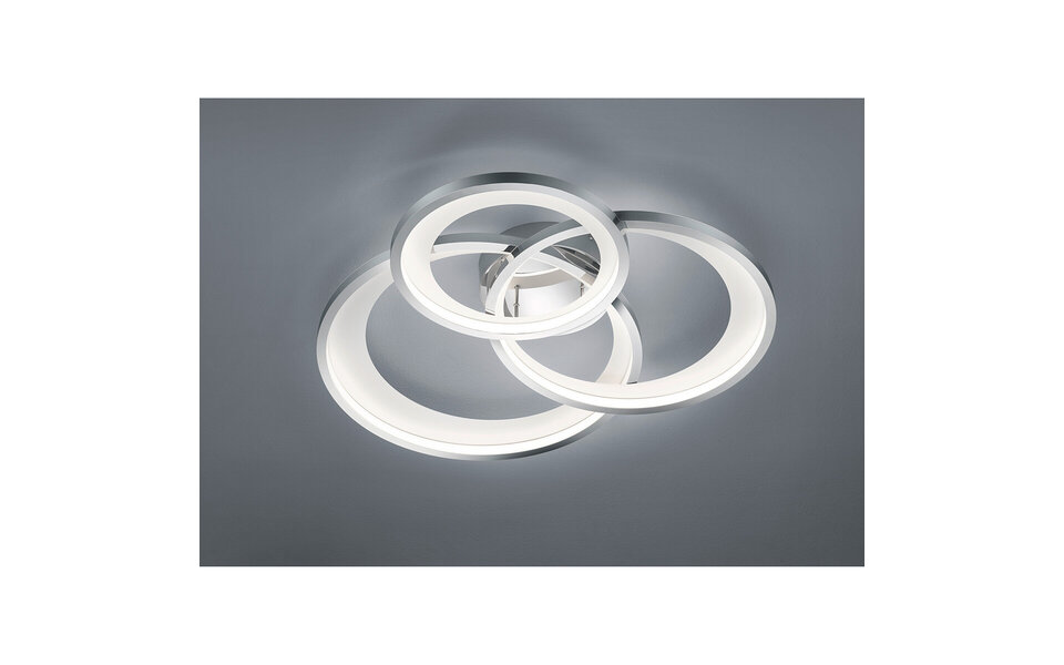 HLW LED LED Ceiling Light - Trion Granity XL - 36W - Warm White 3000K - Dimmable - Oval - Matte Chrome - Aluminum
