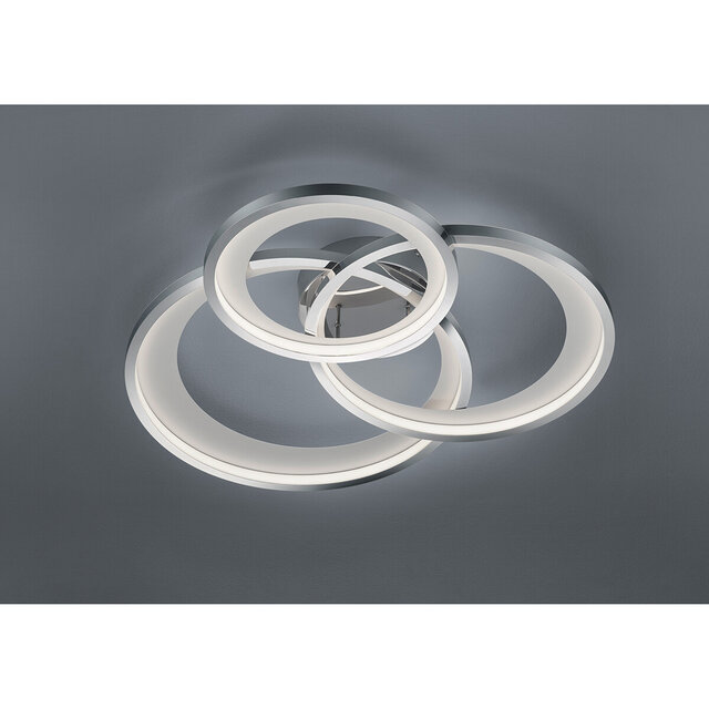 HLW LED LED Ceiling Light - Trion Granity XL - 36W - Warm White 3000K - Dimmable - Oval - Matte Chrome - Aluminum