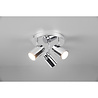 Mat chroom LED plafondspot met drie GU10 fittingen en IP44 spatwaterdichtheid tot 5W vermogen