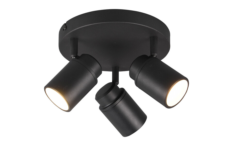 HLW LED LED Ceiling Spotlight - Trion Artion - GU10 Fitting - Splashproof IP44 - Round - Matte Black - Aluminum