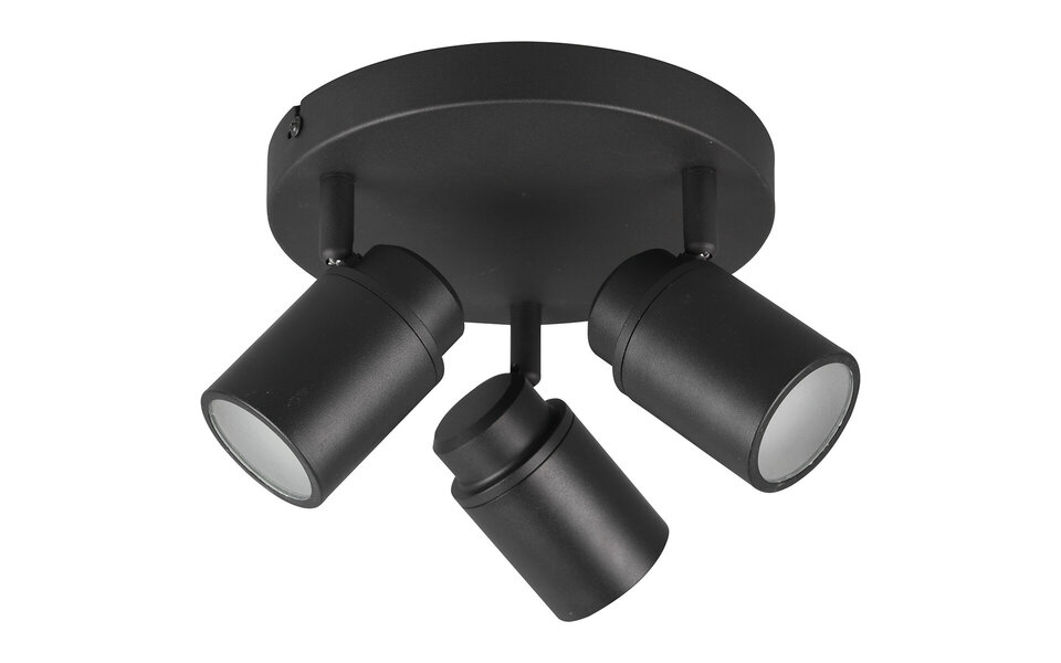 HLW LED LED Ceiling Spotlight - Trion Artion - GU10 Fitting - Splashproof IP44 - Round - Matte Black - Aluminum