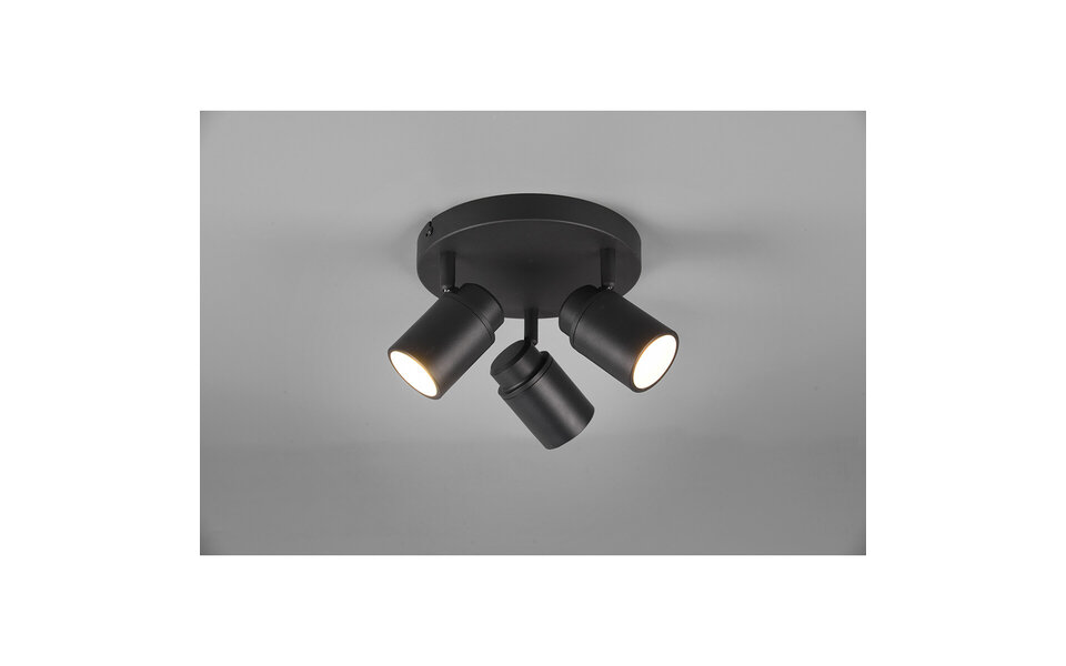 HLW LED LED Plafondspot - Trion Artion - GU10 Fitting - Spatwaterdicht IP44 - Rond - Mat Zwart - Aluminium
