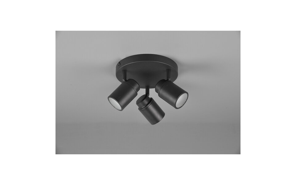 HLW LED LED Ceiling Spotlight - Trion Artion - GU10 Fitting - Splashproof IP44 - Round - Matte Black - Aluminum