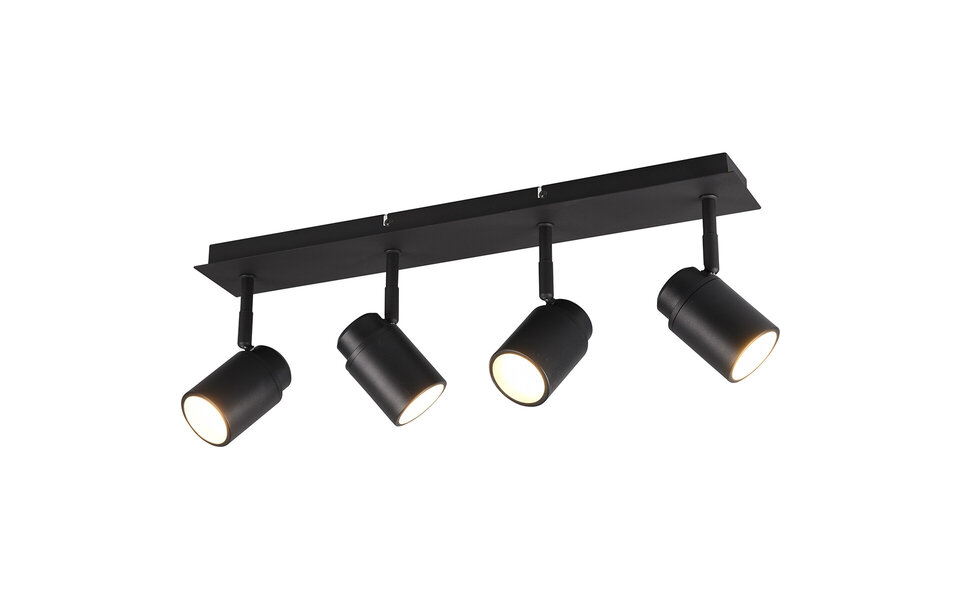 HLW LED LED Ceiling Spotlight - Trion Artion - GU10 Fitting - Splashproof IP44 - Rectangular - Matte Black - Aluminum