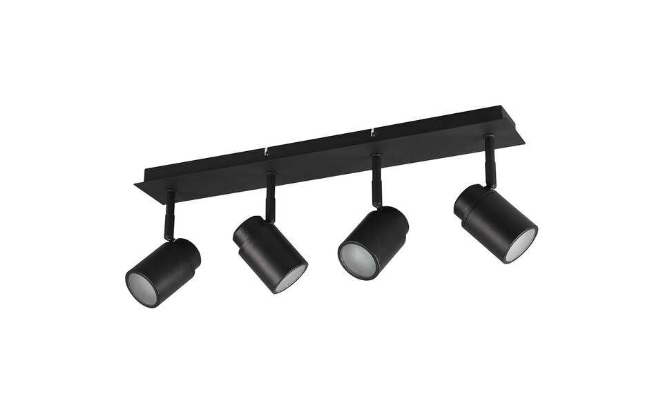 HLW LED LED Ceiling Spotlight - Trion Artion - GU10 Fitting - Splashproof IP44 - Rectangular - Matte Black - Aluminum
