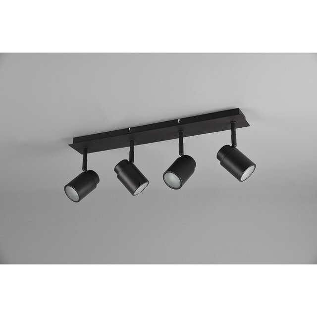HLW LED LED Ceiling Spotlight - Trion Artion - GU10 Fitting - Splashproof IP44 - Rectangular - Matte Black - Aluminum