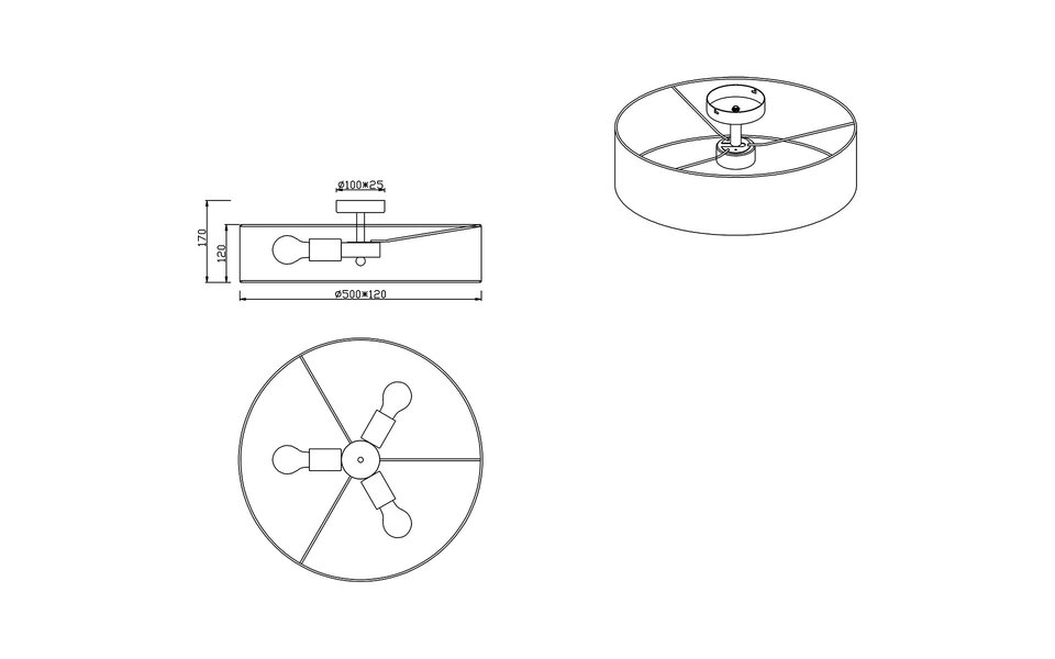 HLW LED LED Ceiling Lamp - Ceiling Lighting - Trion Hotia - E27 Fitting - 3 Lights - Round - Matte Gray - Aluminum