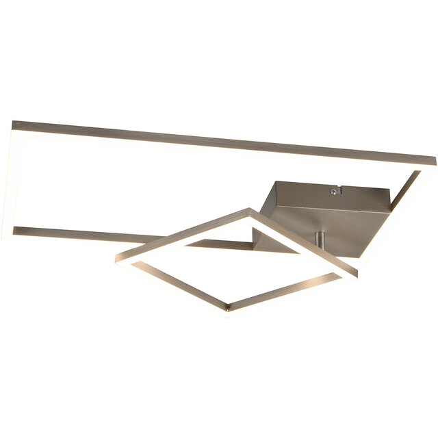 rond mat nikkelkleurige LED plafondlamp 25W met warm wit licht 3000K dimbaar