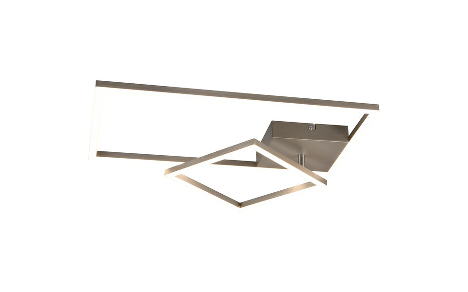 HLW LED LED Plafondlamp - Plafondverlichting - Trion Pado - 25W - Warm Wit 3000K - Dimbaar - Rechthoek - Mat Nikkel - Aluminium