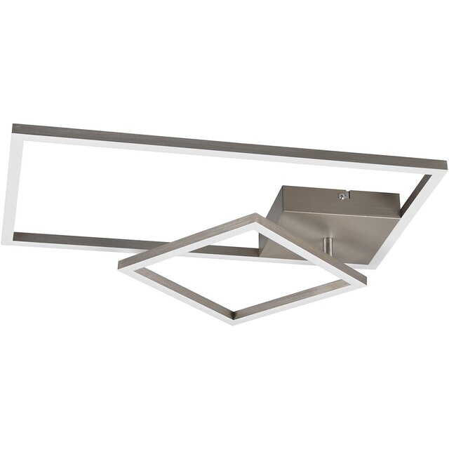 HLW LED LED Plafondlamp - Plafondverlichting - Trion Pado - 25W - Warm Wit 3000K - Dimbaar - Rechthoek - Mat Nikkel - Aluminium