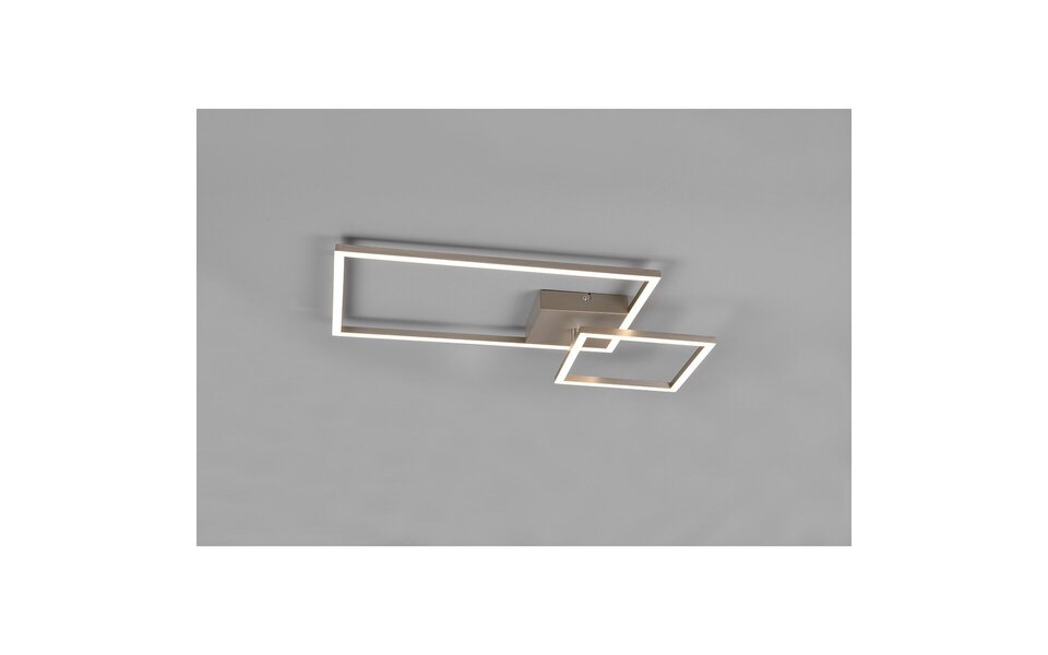 HLW LED LED Plafondlamp - Plafondverlichting - Trion Pado - 25W - Warm Wit 3000K - Dimbaar - Rechthoek - Mat Nikkel - Aluminium